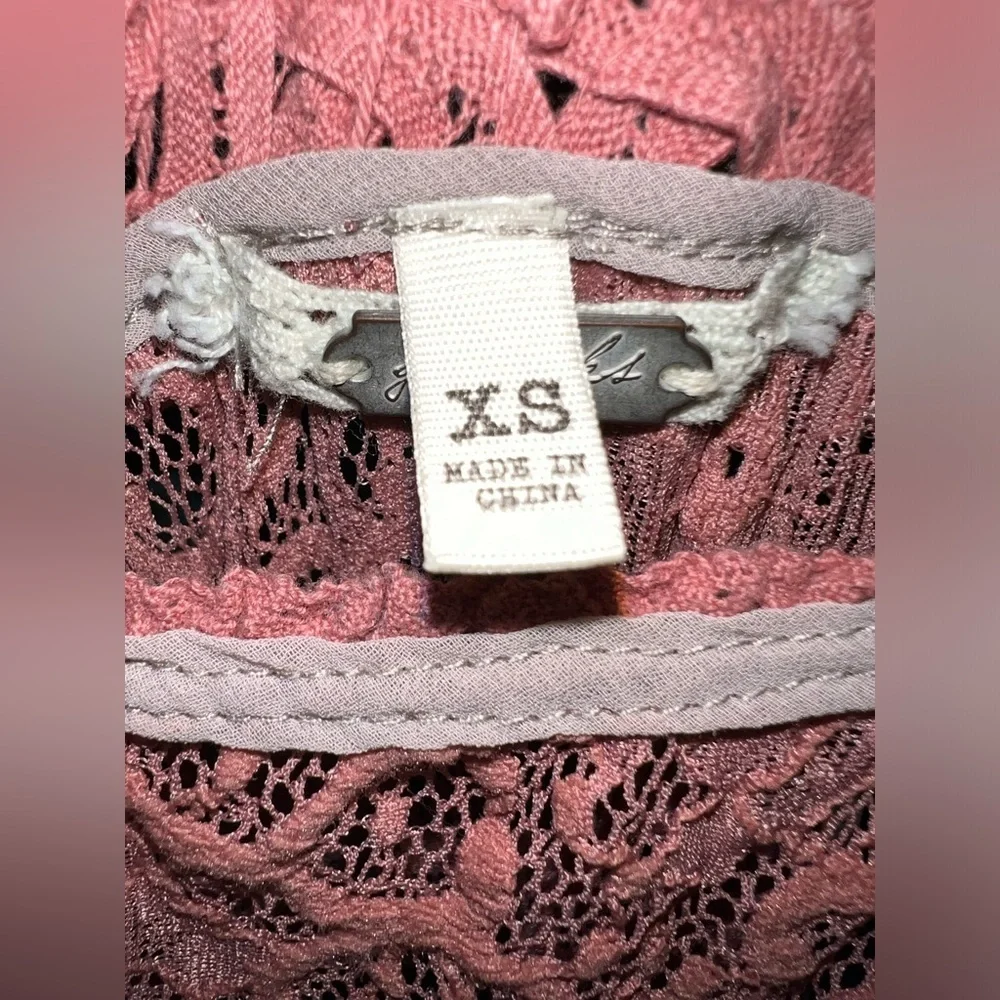 Gimmicks by BKE Rose Pink & Taupe Lace Spaghetti Straps Dress Tunic Women’s XS - Picture 6 of 12